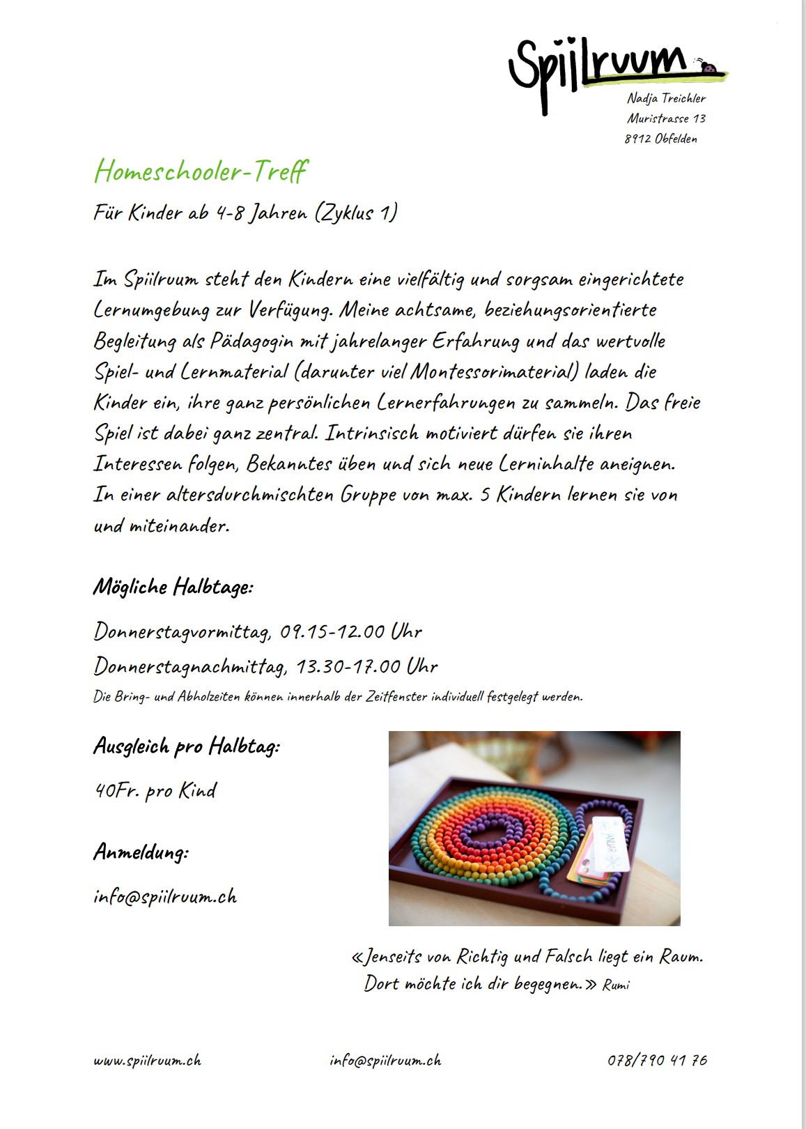 Homeschooler-Treff im Spiilruum in Obfelden in der Nähe von Affoltern, Zürich, Muri und Zug